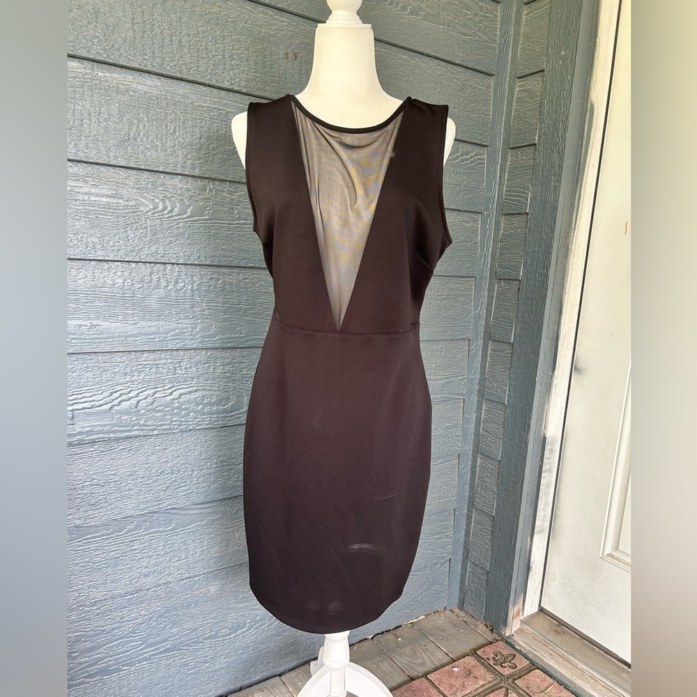 Forever 21 Plus size Black sheer v cut bodycon dress
